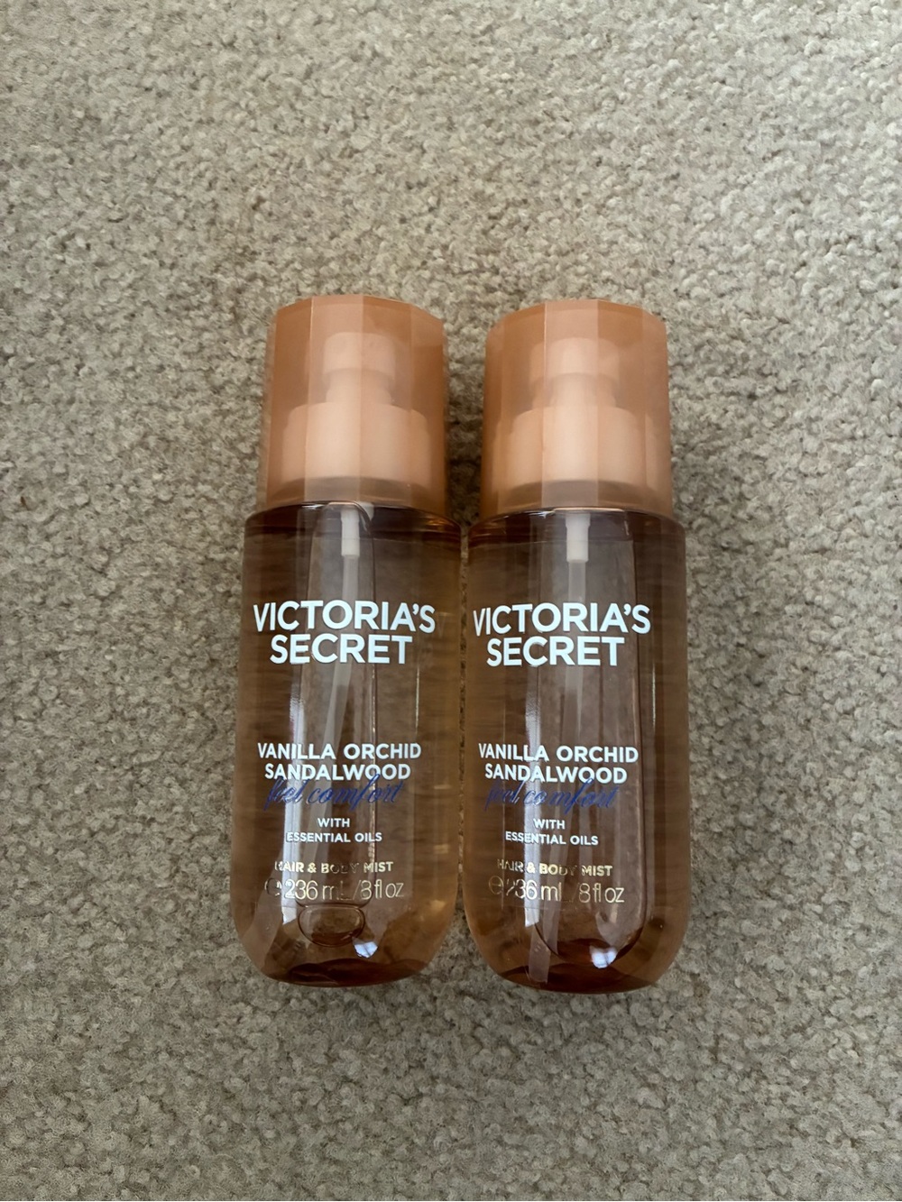 Victoria's Secret Amber-Beige Vanilla Orchid Sandalwood Body Mist Duo